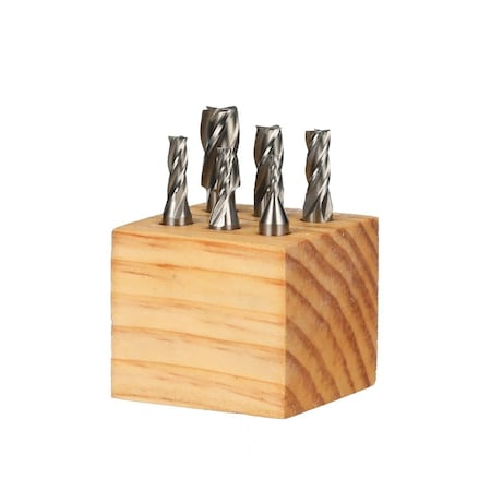 Hhip 6 Piece 4 Flute High Speed Steel End Mill Set With 3/8" Shank 8000-0002