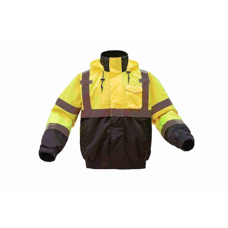 Gss Safety 3-in-1 Bomber Jacket, PU Coated Shell, Class 3 Lime/Black, 2XLT 8003-TALL 2XL