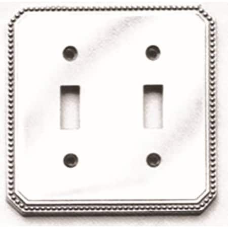Omnia Double Beaded Switch Plate, Number of Gangs: 2 Solid Brass, Polished Chrome Plated Finish 8004/D.26