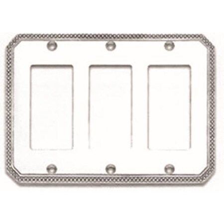 Omnia Triple Rocker Beaded Switch Plate, Number of Gangs: 3 Solid Brass, Polished Chrome Plated Finish 8005/T.26