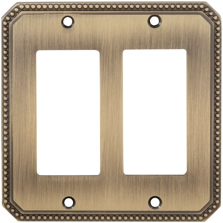 Omnia Double Rocker Beaded Switchplate Satin Nickel 8005/D.15