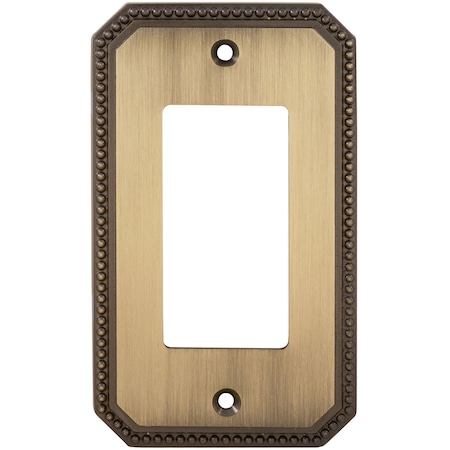 Omnia Single Rocker Beaded Switch Plate, Number of Gangs: 1 Solid Brass, Shaded Bronze, Lacquered Finish 8005/S.SB