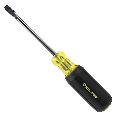 Eclipse Tools Slotted Screwdriver, 1/4"x4", Rubber Grip 800-093