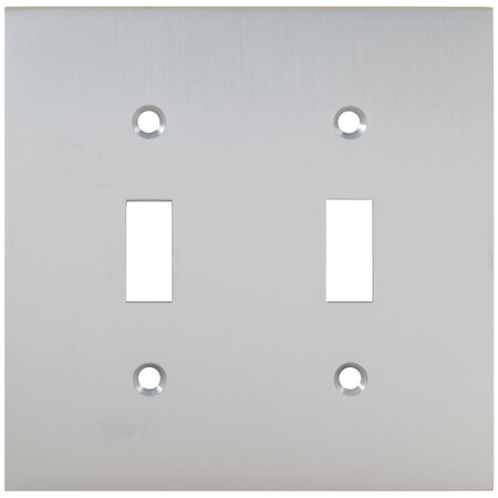 Omnia Double Modern Switch Plate, Number of Gangs: 2 Solid Brass, Polished Brass, Lacquered Finish 8012/D.3