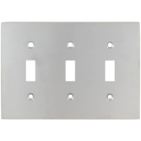 Omnia Triple Modern Switch Plate, Number of Gangs: 3 Solid Brass, Polished Chrome Plated Finish 8012/T.26