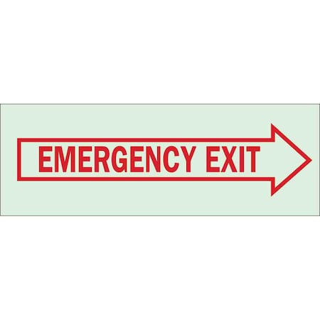 Brady Fire Exit Sign, Polyester, 14" W, 5" H, Emergency Exit, Red, White 80210