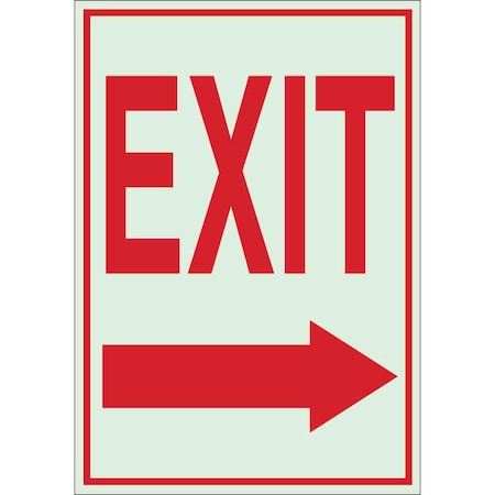 Brady Exit Sign, Polyester, 10" W, 14" H, Exit, Red, White 80218