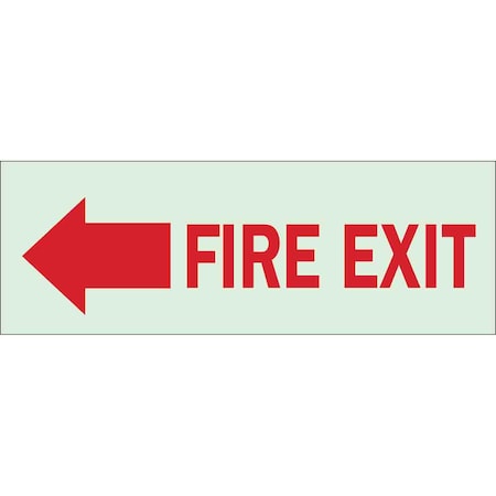 Brady Fire Exit Sign, Plastic, 10" W, 3-1/2" H, Fire Exit, White 80298