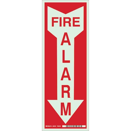 Brady Fire Alarm Sign, 14 in Height, 5 in Width, Polyester, Rectangle, English 80223