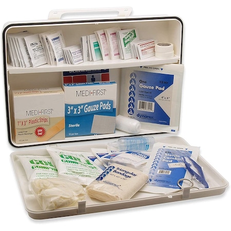 Medique Person 50, First Aid Plstc Kit, Wht 21 Pcs, Plastic, 13 11/16" L, White 807P50P