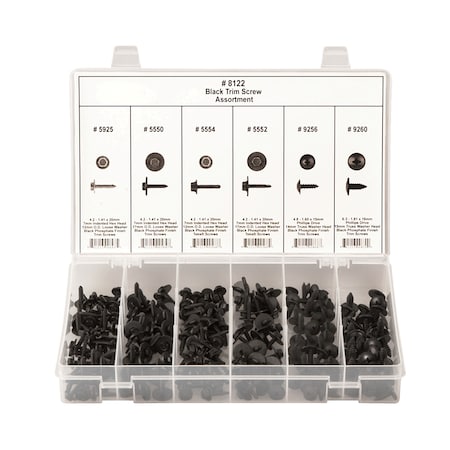 Zoro Select Black Trim Screw Assortment, 210 Pc 8122