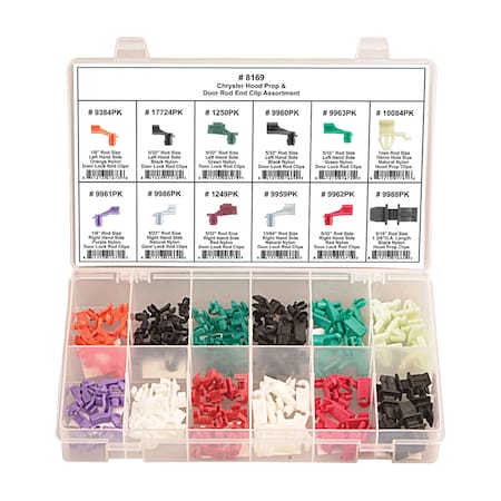 Zoro Select Chrylser Hood Prop & Rod End Asst, 131 Pc 8169