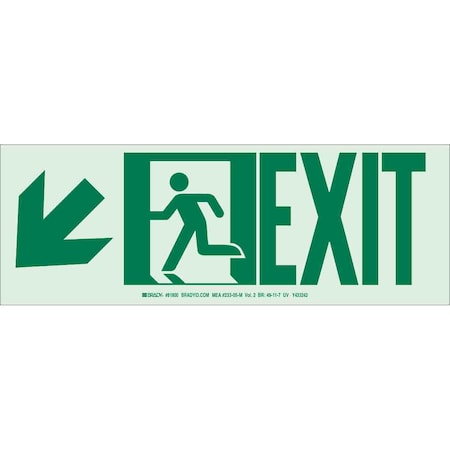 Brady Exit Sign, Aluminum, 14" W, 5" H, Exit, White 81800