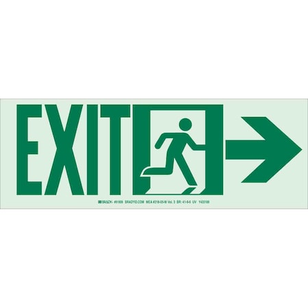 Brady Exit Sign, Aluminum, 14" W, 5" H, Exit, White 81808