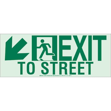 Brady Exit Sign, Aluminum, 18" W, 7" H, Exit To Street, White 81840