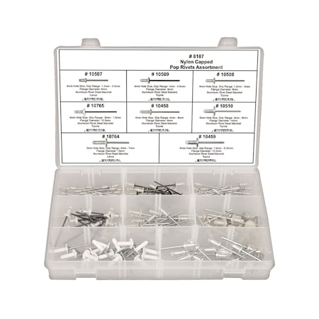 Disco Rivet Assrtmnt, Nylon, Capped Pop, 120 pcs. 8187
