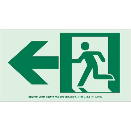 Brady Exit Sign, Polyester, 9" W, 5" H, No Legend, White 81891