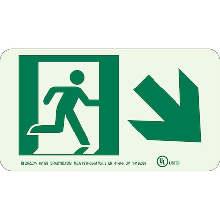 Brady Exit Sign, Polyester, 14" W, 5" H, No Legend, White 81898