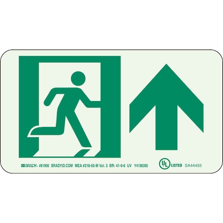 Brady Exit Sign, Polyester, 9" W, 5" H, No Legend, White 81907