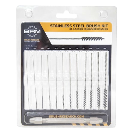 BRUSH RESEARCH MANUFACTURING 81AKIT Miniature Stainless Steel Deburring Brush Kit-Inch Sizes (12 Per Pack) 81AKIT