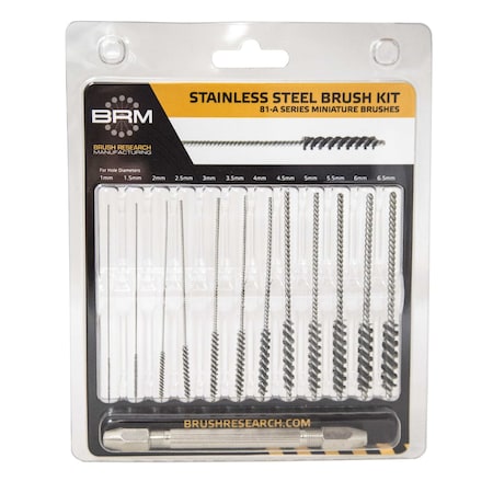 Brush Research 81AMMKIT Miniature Stainless Steel Deburring Brush Kit-Metric Sizes (12 Per Pack) 81AMMKIT