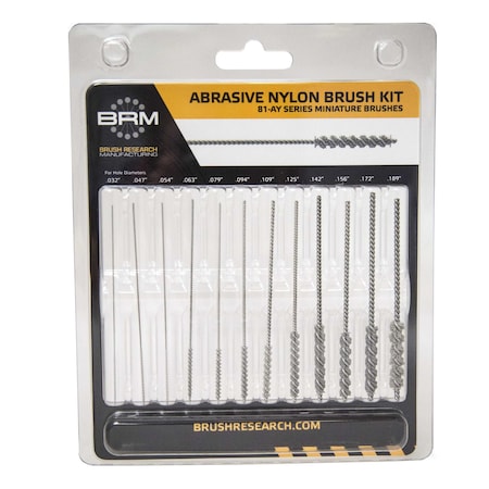 Brush Research 81AYKIT Miniature Abrasive Nylon Deburring Brush Kit-Inch Sizes (12 Per Pack) 81AYKIT