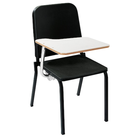 National Public Seating Black Melody Music Stack Chair W/Left White Tablet Arm 8210/TA82L