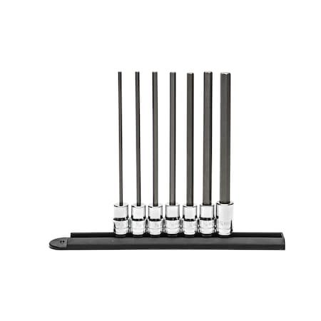 Gearwrench 7 Piece 3/8" Drive Long Length Hex Bit SAE Socket Set 82537