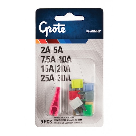 Grote Mini Fuse Assortment and Puller, PK9 82-ANM-8P