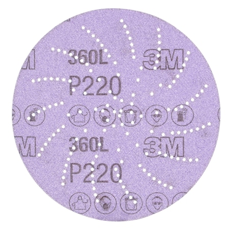 3M Abrasive Disc, 5 in Dia, Aluminum Oxide, P220 Grit 0-00-51141-20541-0