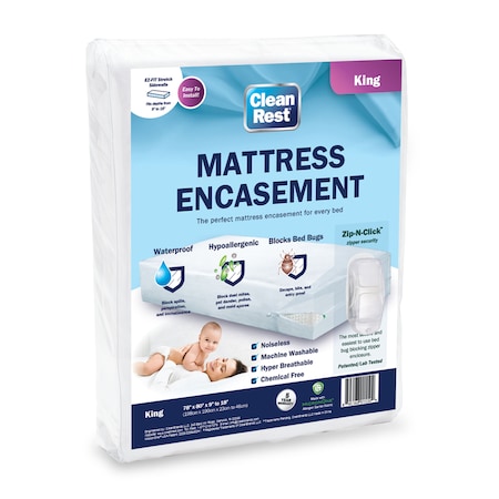 Cleanrest Mattress/Box Spring Protector, 78"W, White 845168015509