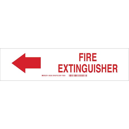 Brady Fire Extinguisher Sign, 3-1/2X14", FEXT, Sign Legend Color: Red 85258