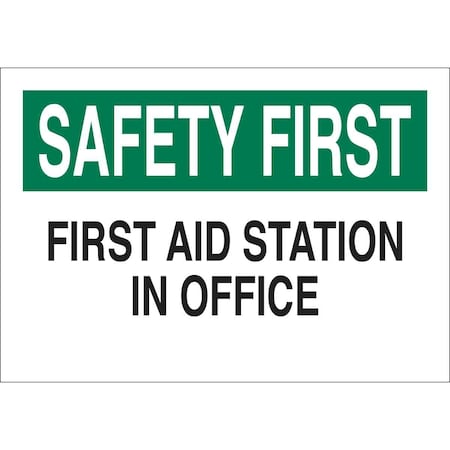 Brady Safety First, First Aid Station In Office, 10" W x 7" H, Rectangle, Plastic, 22648 22648