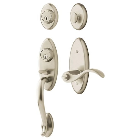 Baldwin Double Cylinder Entry Handlesets Lifetime Satin Nickel 85345.056.2DCR