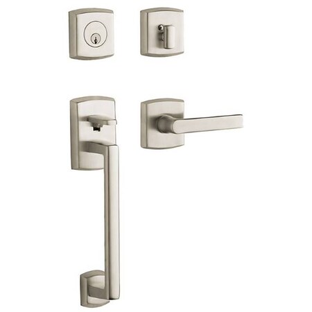 Baldwin Double Cylinder Entry Handlesets Lifetime Satin Nickel 85386.056.LDBL