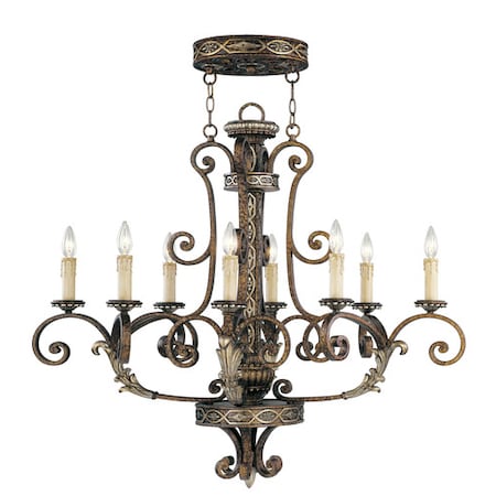 Livex Lighting Seville 8 Light Palacial Bronze with Gilded Accents Oval Chandelier 8538-64