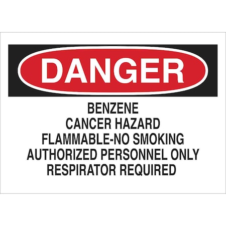 Brady Danger Sign, 7" H, 10" W, Rectangle, English, 43353 43353