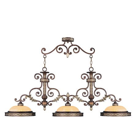 Livex Lighting Seville 3 Light Palacial Bronze with Gilded Accents Island 8546-64