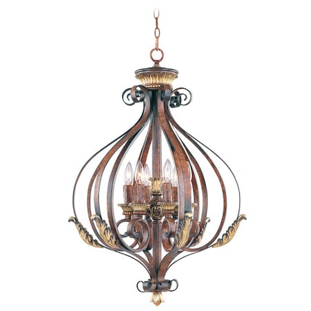Livex Lighting Villa Verona 6 Light Verona Bronze with Aged Gold Leaf Accents Foyer 8557-63