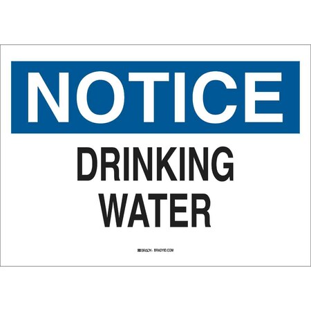 Brady Notice, Drinking Water, 14" W x 10" H, Rectangle, Aluminum, 41349 41349