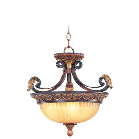 Livex Lighting Villa Verona 3 Light Verona Bronze with Aged Gold Leaf Convertible 8565-63