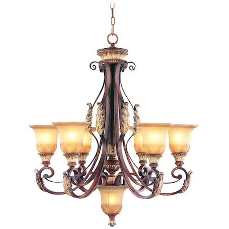 Livex Lighting Villa Verona 7 Light Verona Bronze with Aged Gold Leaf Chandelier 8576-63