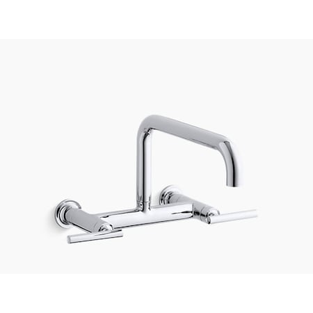 Kohler 8 in Mount, 2 Hole Purist Wall-Mount Bridge Faucet 7549-4-CP