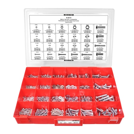 Disco Grade 8.8 Nut/Bolt Assort 24 Hole Red Tray W/Clr Lid 8619RCP