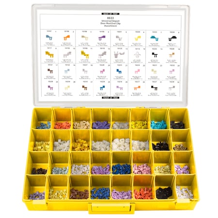 Disco Import Door Rod Clip Assort Adj Yel Tray W/Clr Lid 8633YCP