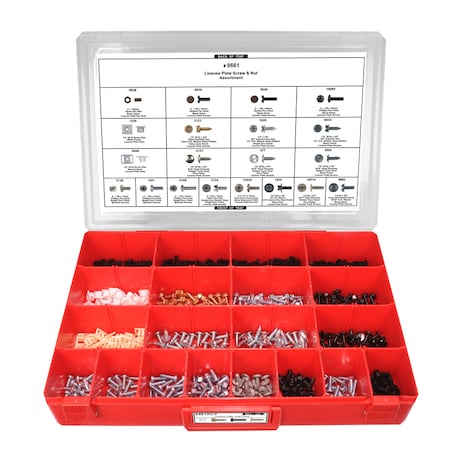 Disco License Plate Assrtmnt Adj Red Tray W/Clr Lid 8661RCP