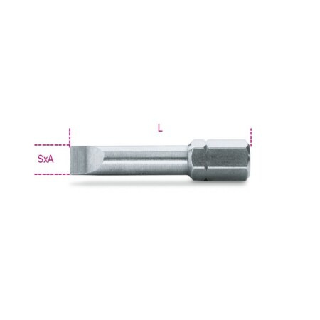 Beta Slotted Head Screwdriver Bit, 1.6mm x 8mm 008660015