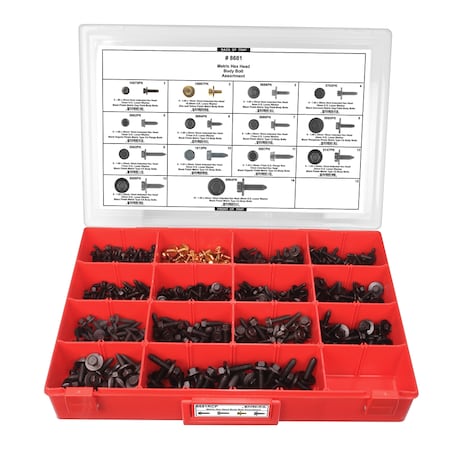 Disco Hex Head Body Bolt Assrtmnt Adj Red Tray W/Clr Lid 8681RCP