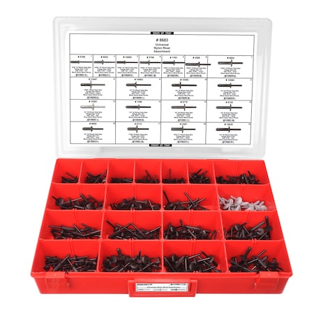 Disco Nyln Pop Rivet Assrtmnt Adj Red Tray W/Clr Lid 8683RCP