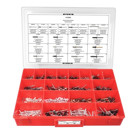 Disco Automotive Rivet Assrtmnt Adj Red Tray W/Clr Lid 8684RCP